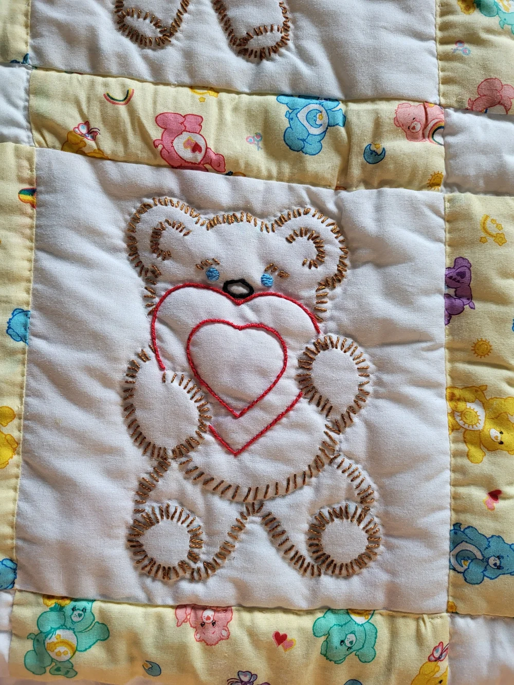 Handmade Care Bears Patchwork Baby Quilt - Yellow 33